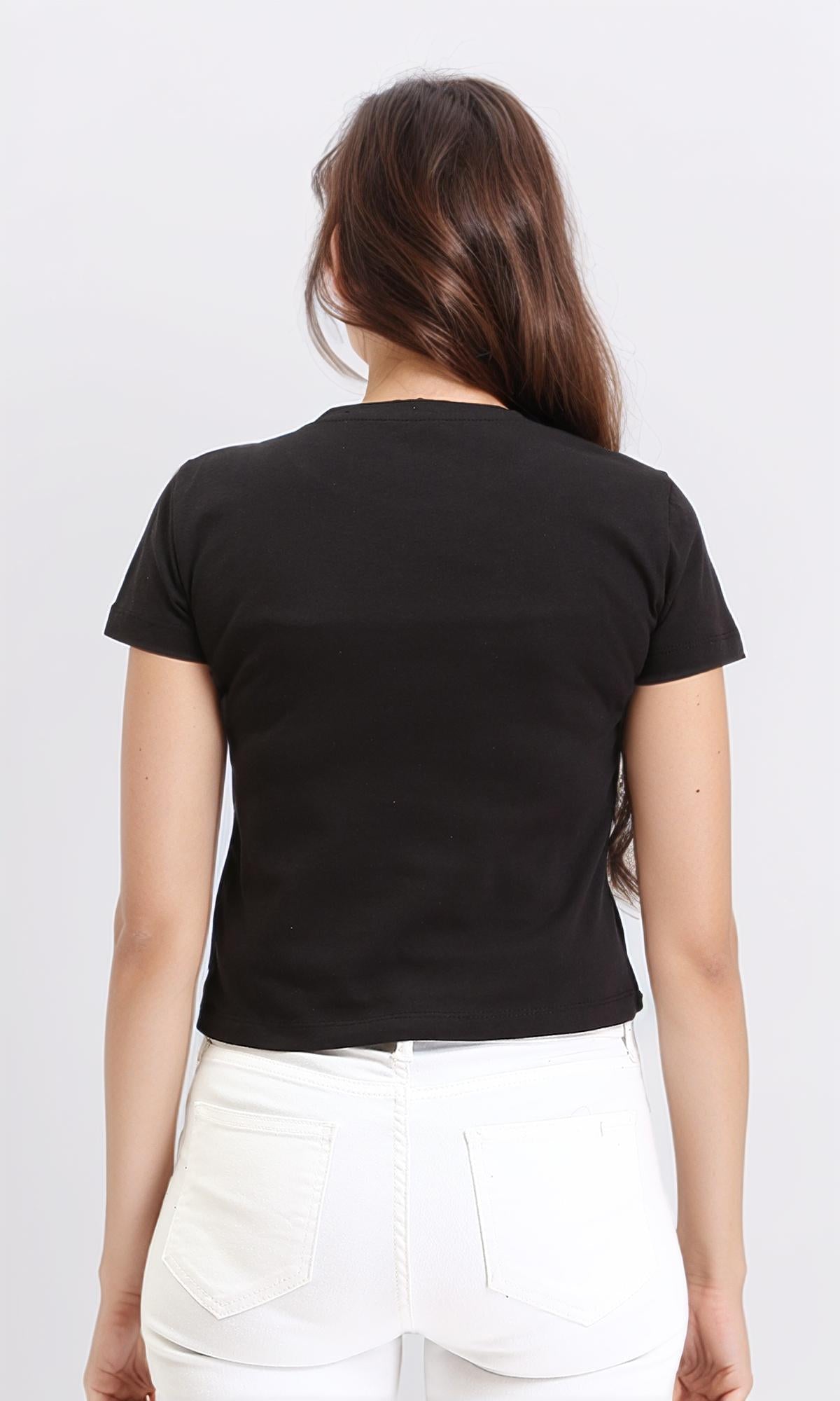 R210555 - "Spread The Love" Printed Regular Tee - Black