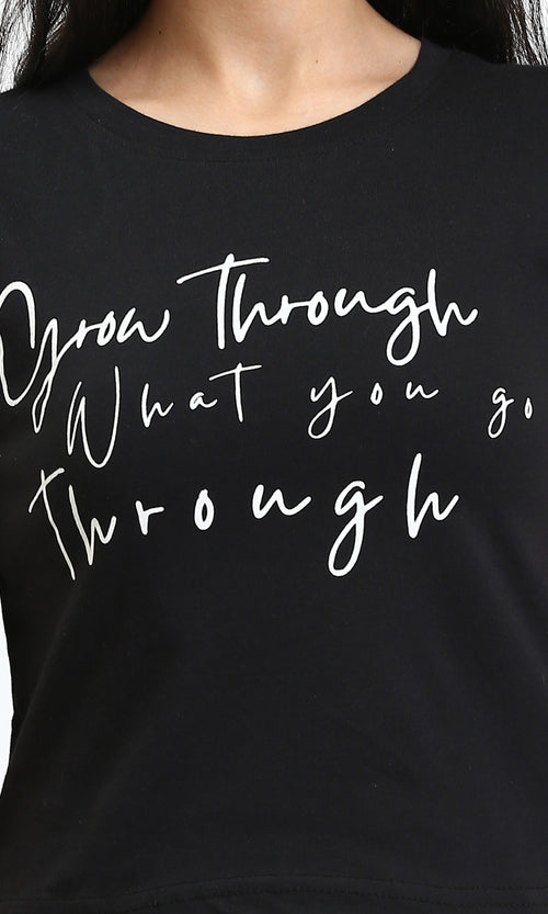 R210556 - Printed Short Sleeves Cotton Tee - Black