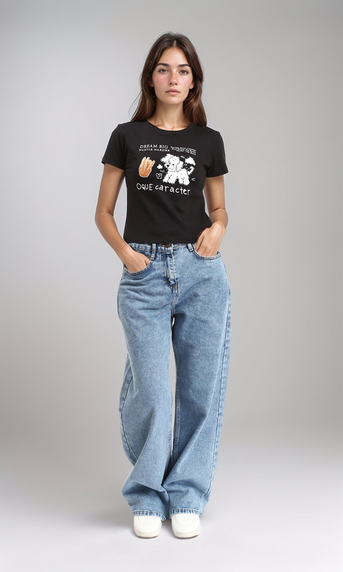 R210557 - Printed Crew Neck Regular Tee - Black