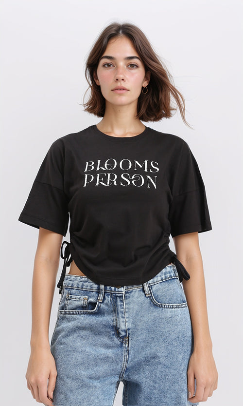 R210558 - "Blooms Person" Elbow Sleeves Tee - Black