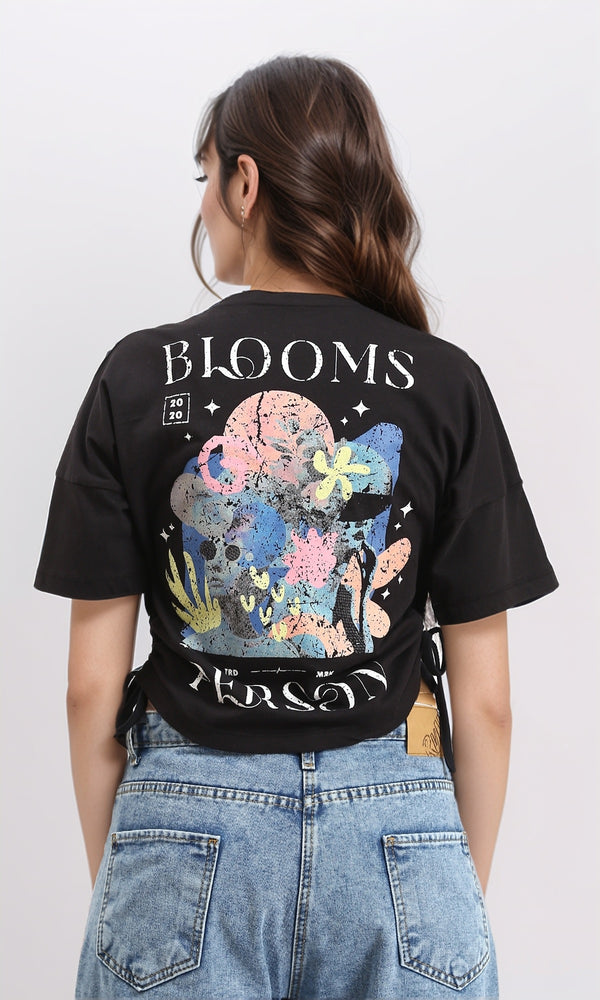 R210558 - "Blooms Person" Elbow Sleeves Tee - Black