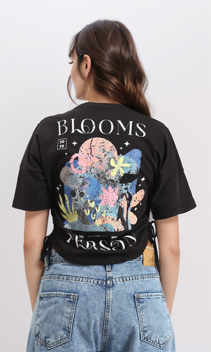 R210558 - "Blooms Person" Elbow Sleeves Tee - Black