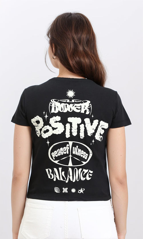 R210559 - Short Sleeves Printed Regular Tee - Black