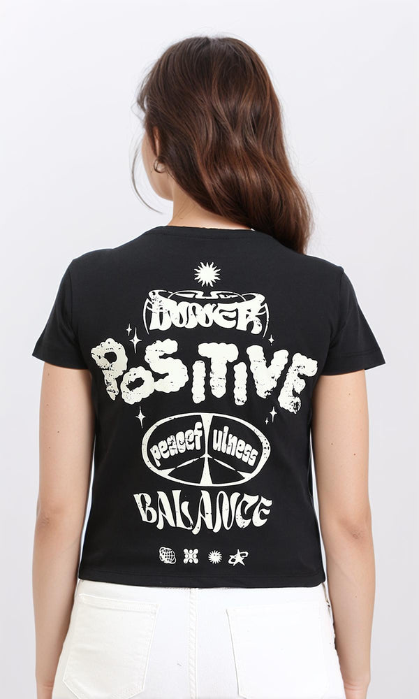 R210559 - Short Sleeves Printed Regular Tee - Black