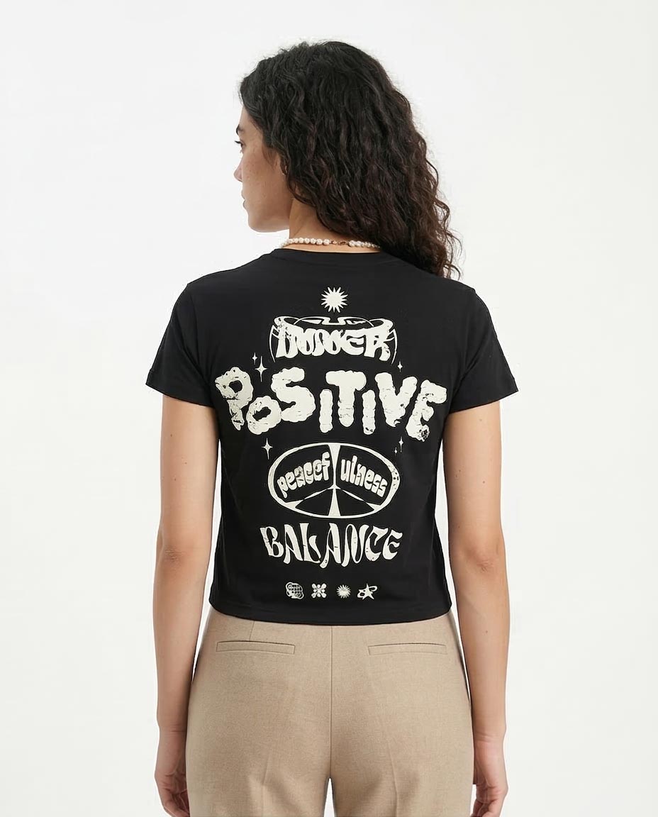 Ravin "Balance" Graphic Baby Tee – Black - R210559