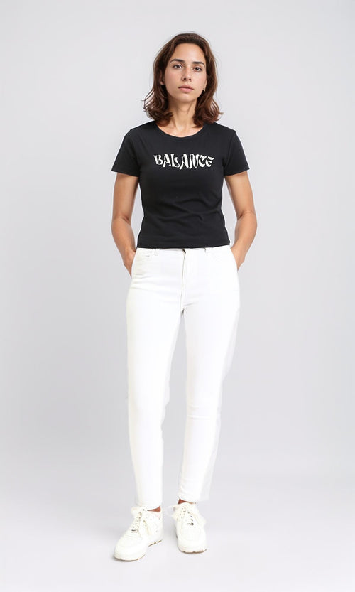 R210559 - Short Sleeves Printed Regular Tee - Black