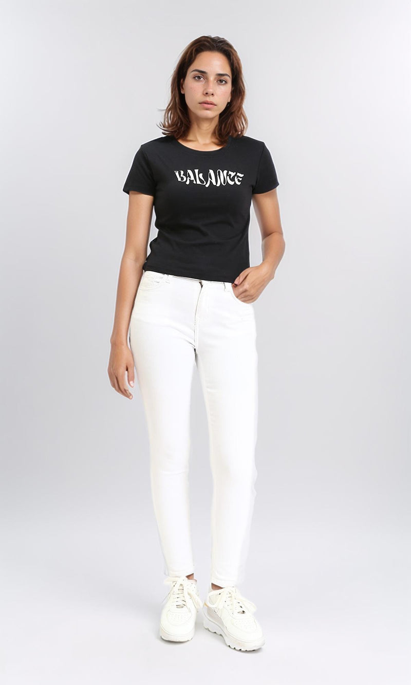 R210559 - Short Sleeves Printed Regular Tee - Black