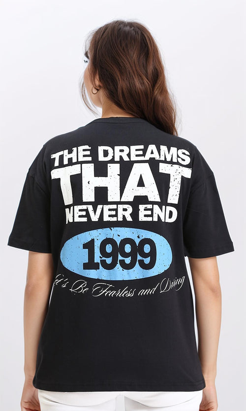 R210560 - Printed Elbow Sleeves Regular Tee - Black