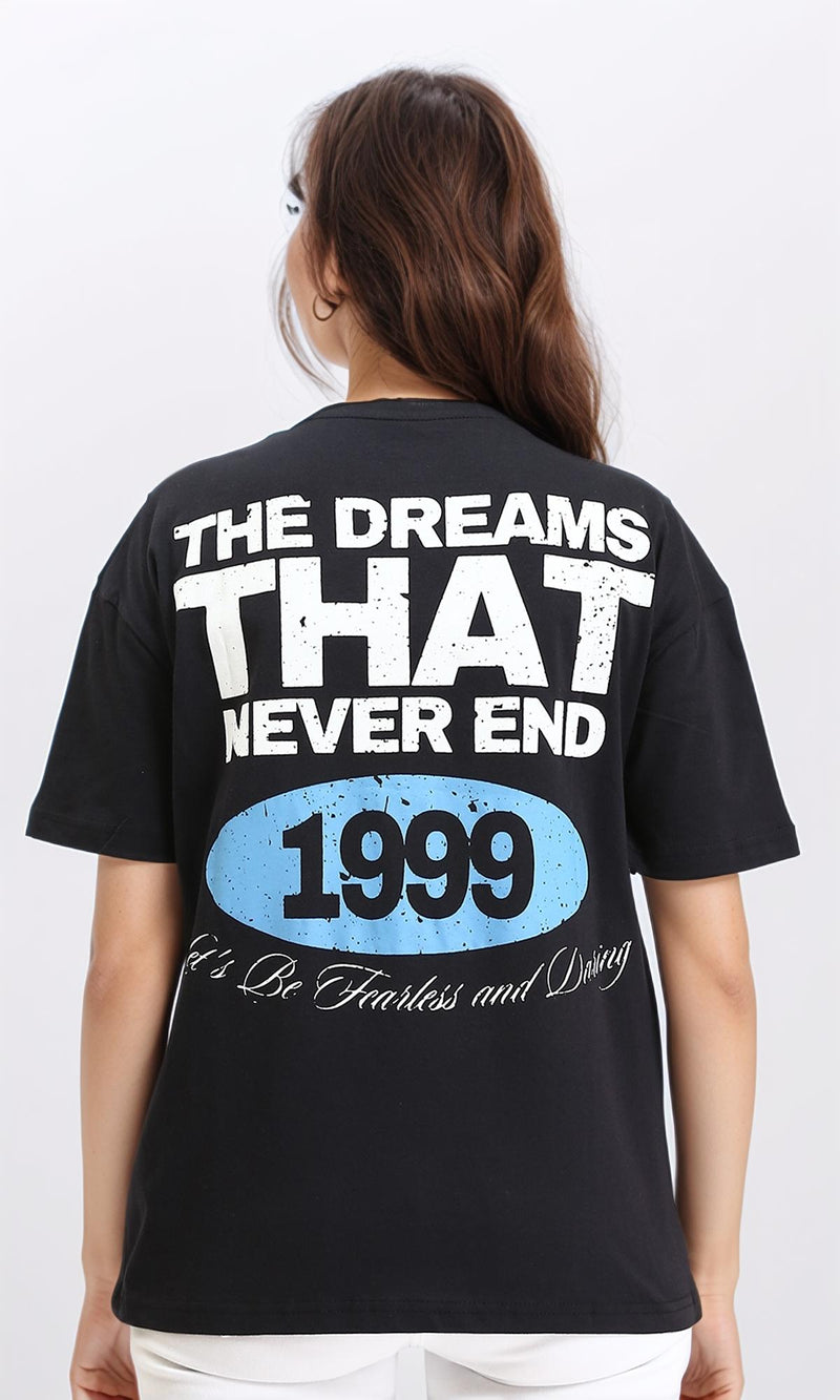 R210560 - Printed Elbow Sleeves Regular Tee - Black