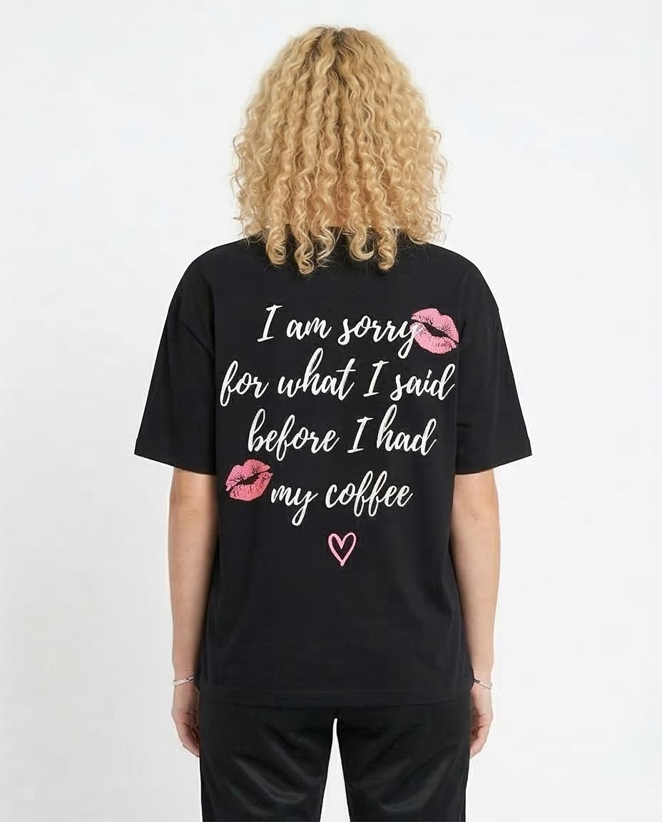 Ravin Women's "Coffee First" Graphic Relaxed T-Shirt - Black - R210561