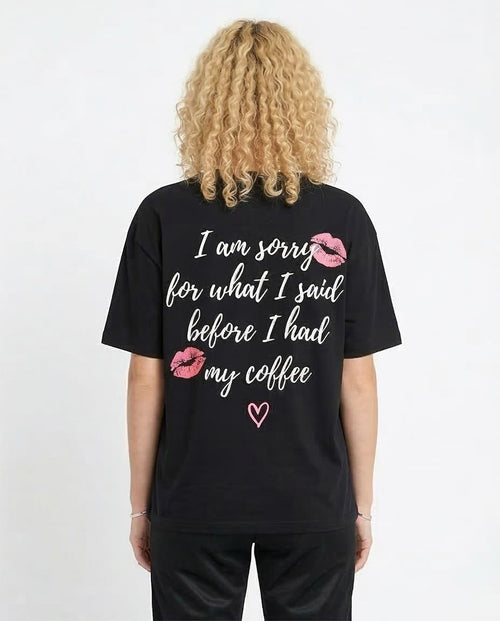 Ravin Women's "Coffee First" Graphic Relaxed T-Shirt - Black - R210561