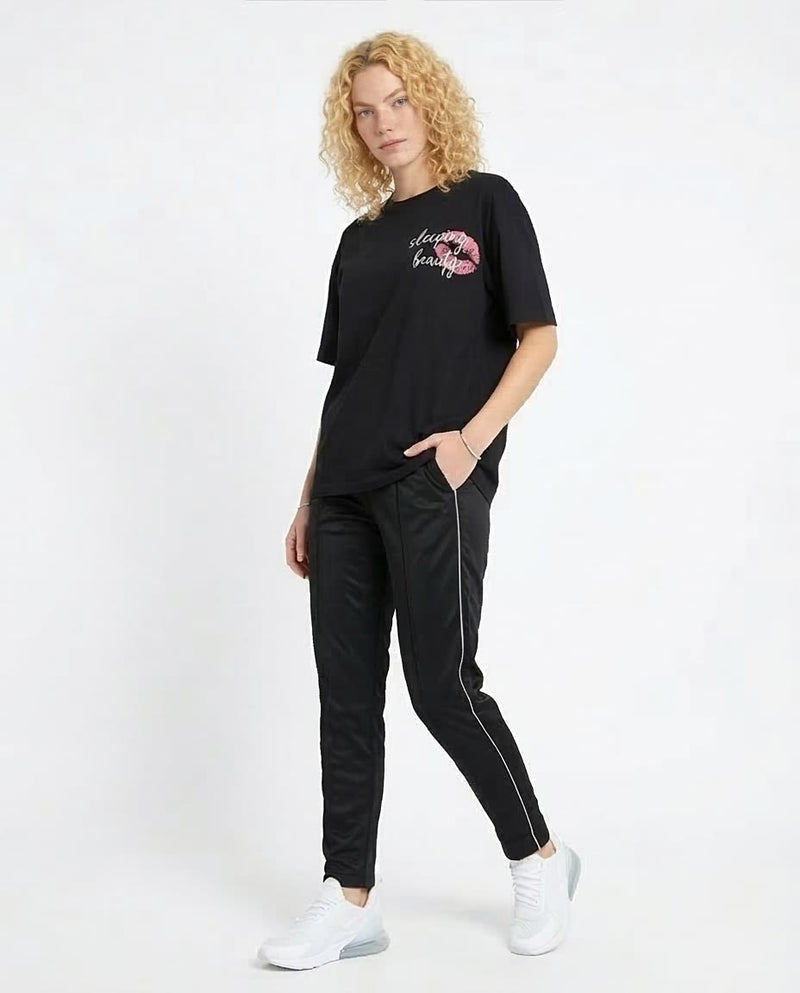 Ravin Women's "Coffee First" Graphic Relaxed T-Shirt - Black - R210561