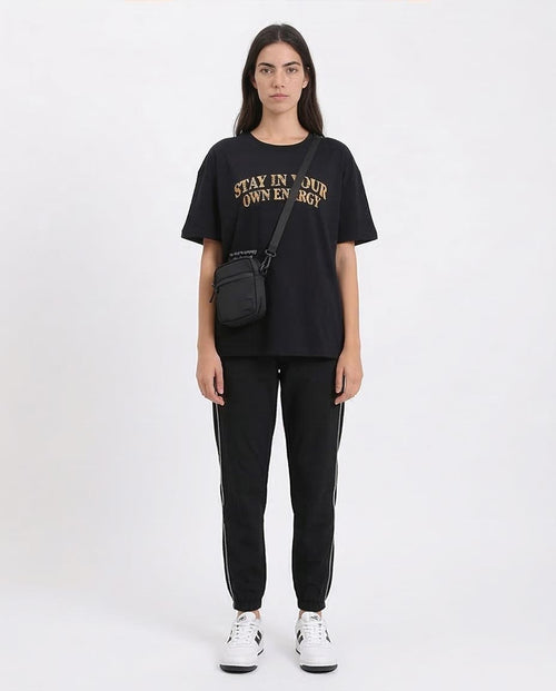 Ravin Women's Oversized "Stay In Your Own Energy" Butterfly Graphic T-Shirt – Black - R210562