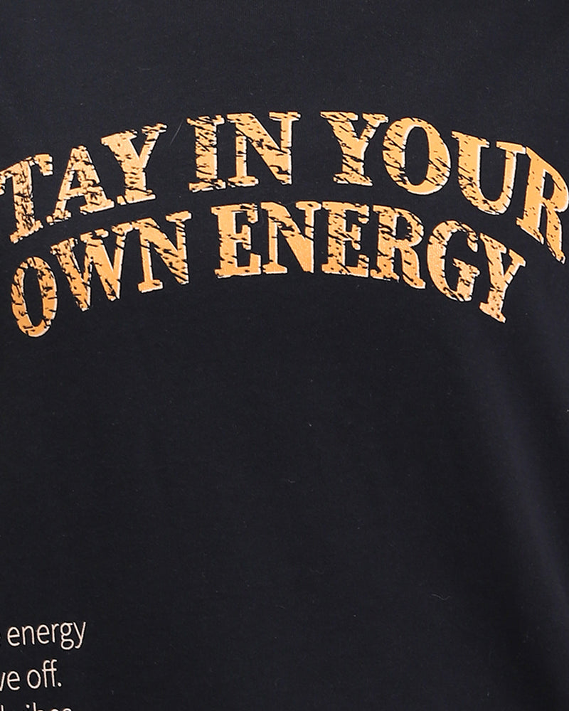 Ravin Women's Oversized "Stay In Your Own Energy" Butterfly Graphic T-Shirt – Black - R210562