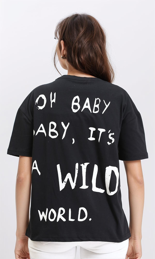 R210564 - "Oh Baby" Elbow Sleeves Regular Tee - Black
