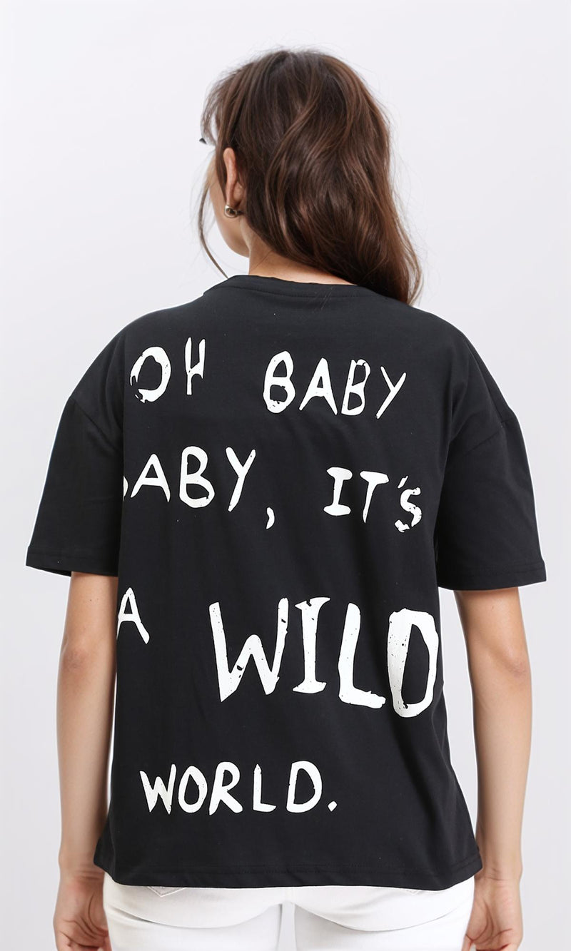R210564 - "Oh Baby" Elbow Sleeves Regular Tee - Black