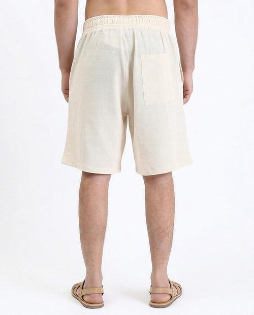 Ravin Men's Self-Pattern Waffle Knit Summer Shorts – Beige- R210566