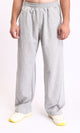 R210569 - Elastic Waist Wide Pants with Pockets - Heather Light Grey