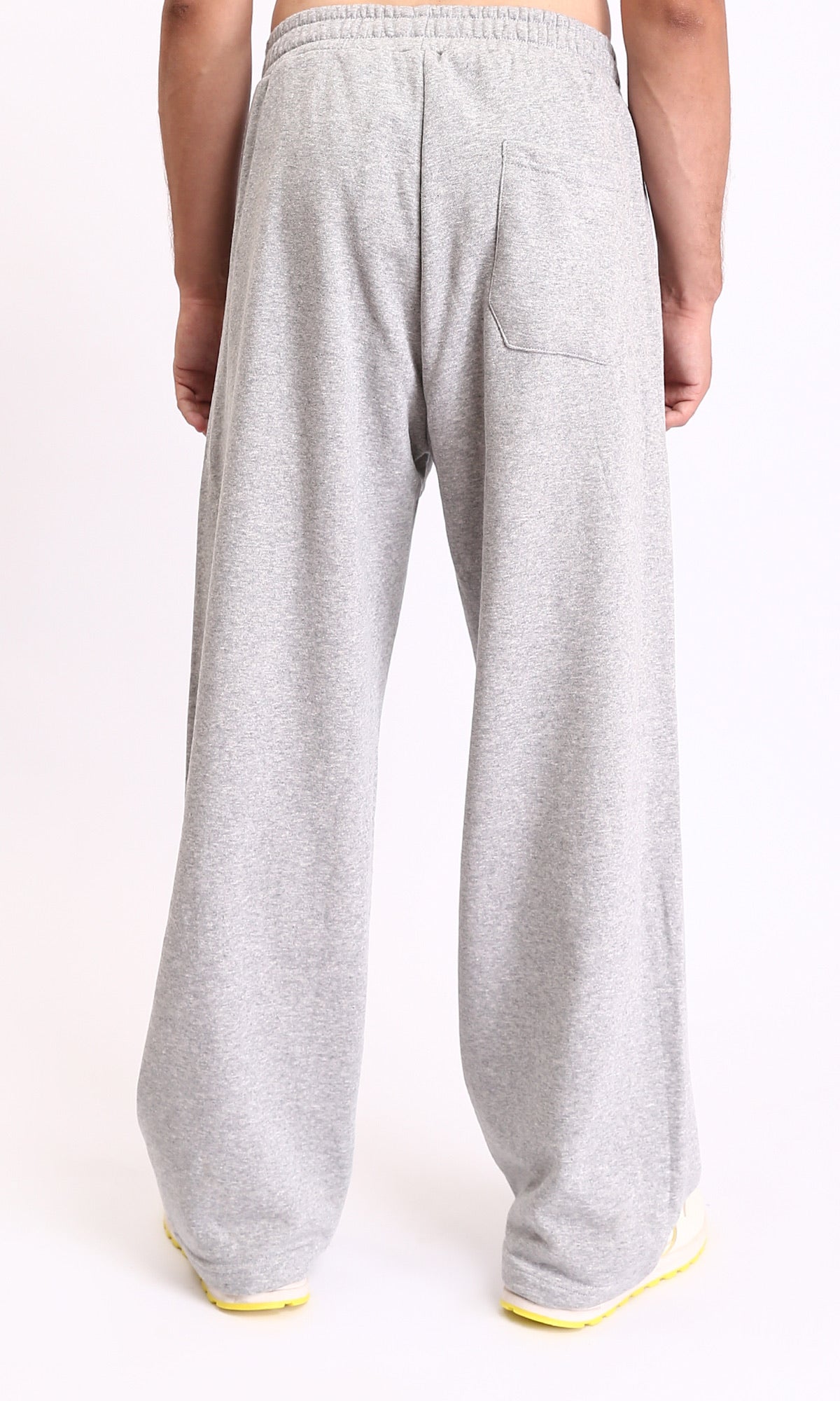 R210569 - Elastic Waist Wide Pants with Pockets - Heather Light Grey