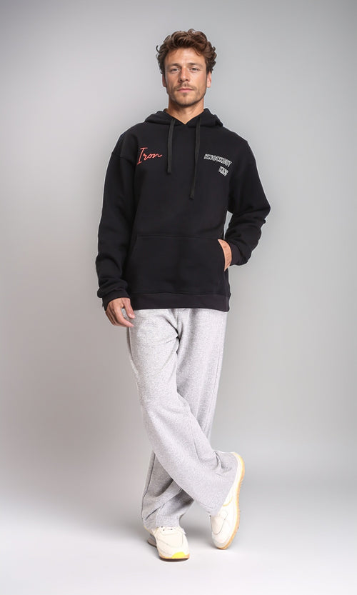 R210569 - Elastic Waist Wide Pants with Pockets - Heather Light Grey