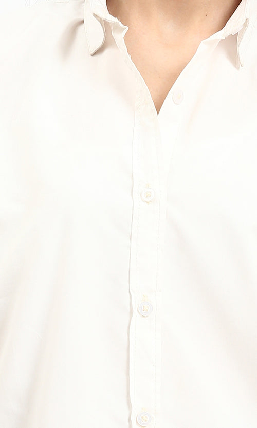 R210572 - Solid Buttoned Down Long Sleeves Shirt - Off-White