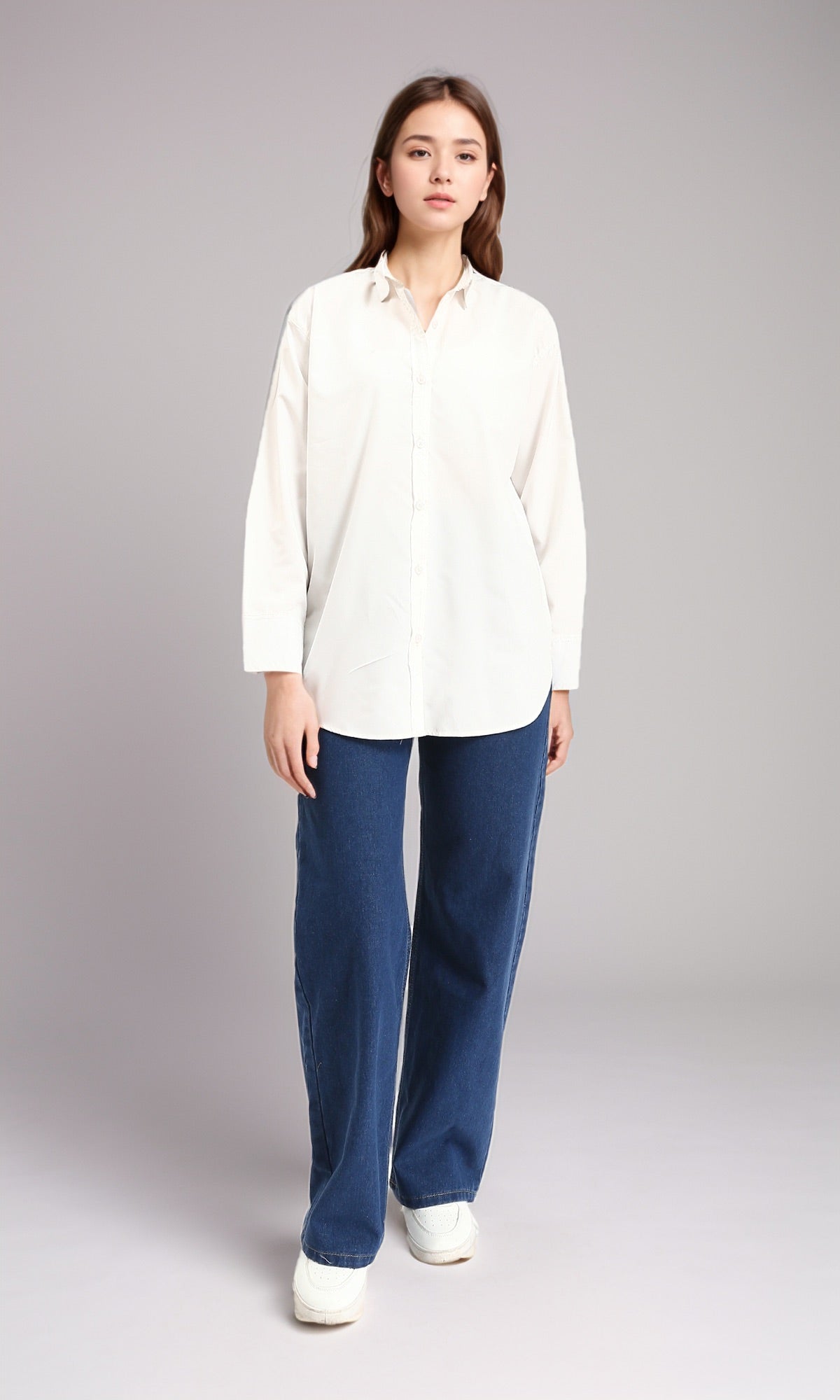 R210572 - Solid Buttoned Down Long Sleeves Shirt - Off-White