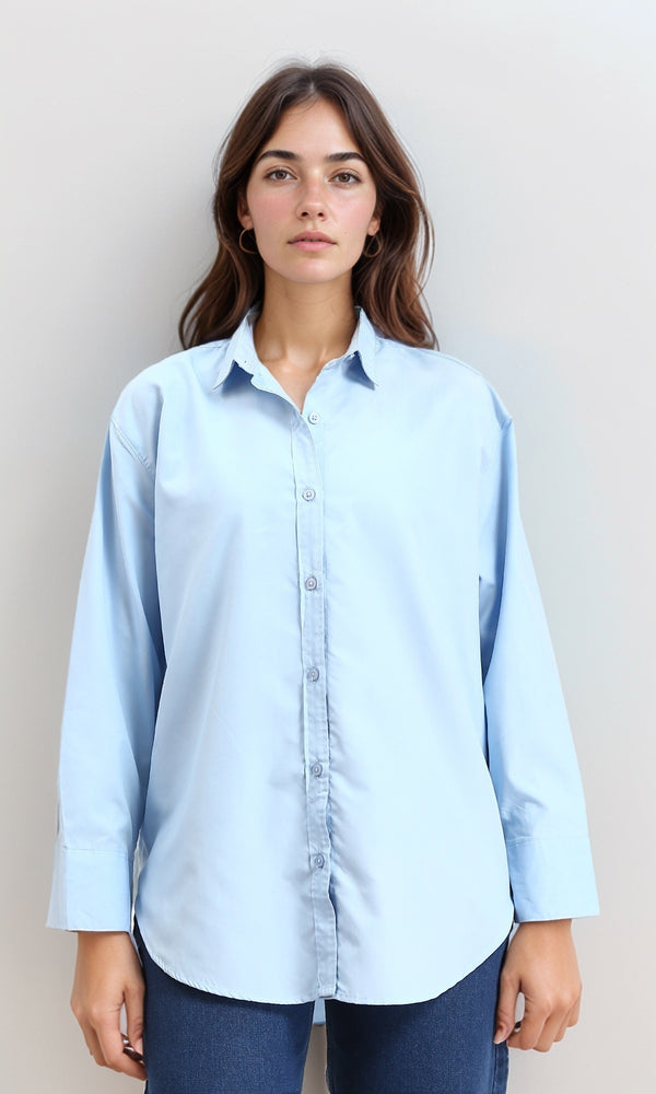 R210573 - Solid Buttoned Down Long Sleeves Shirt - Sky Blue