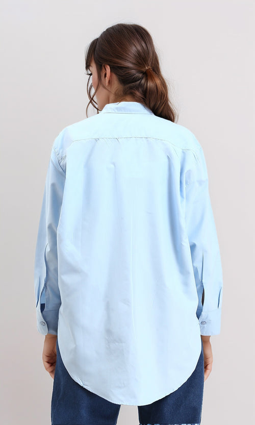 R210573 - Solid Buttoned Down Long Sleeves Shirt - Sky Blue