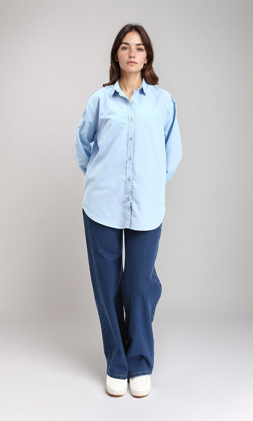 R210573 - Solid Buttoned Down Long Sleeves Shirt - Sky Blue