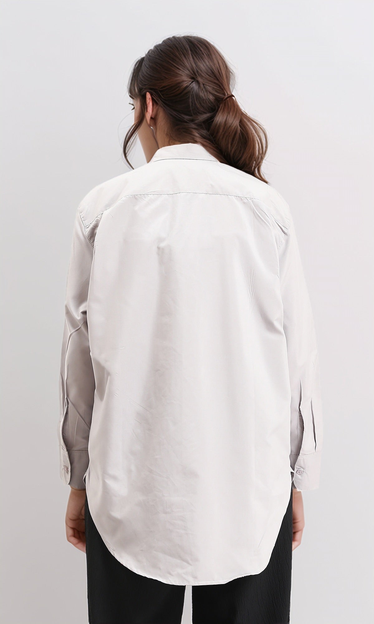 R210574 - Solid Buttoned Down Long Sleeves Shirt - Grey