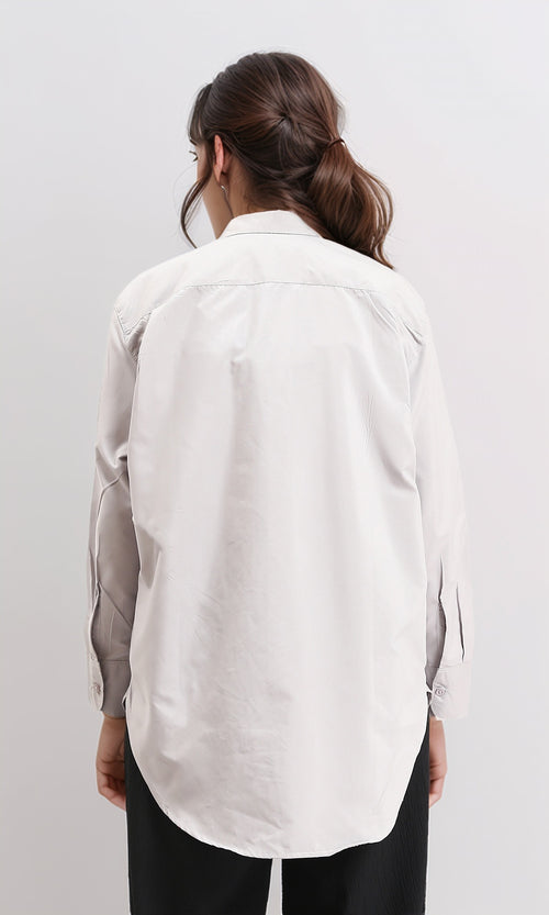 R210574 - Solid Buttoned Down Long Sleeves Shirt - Grey