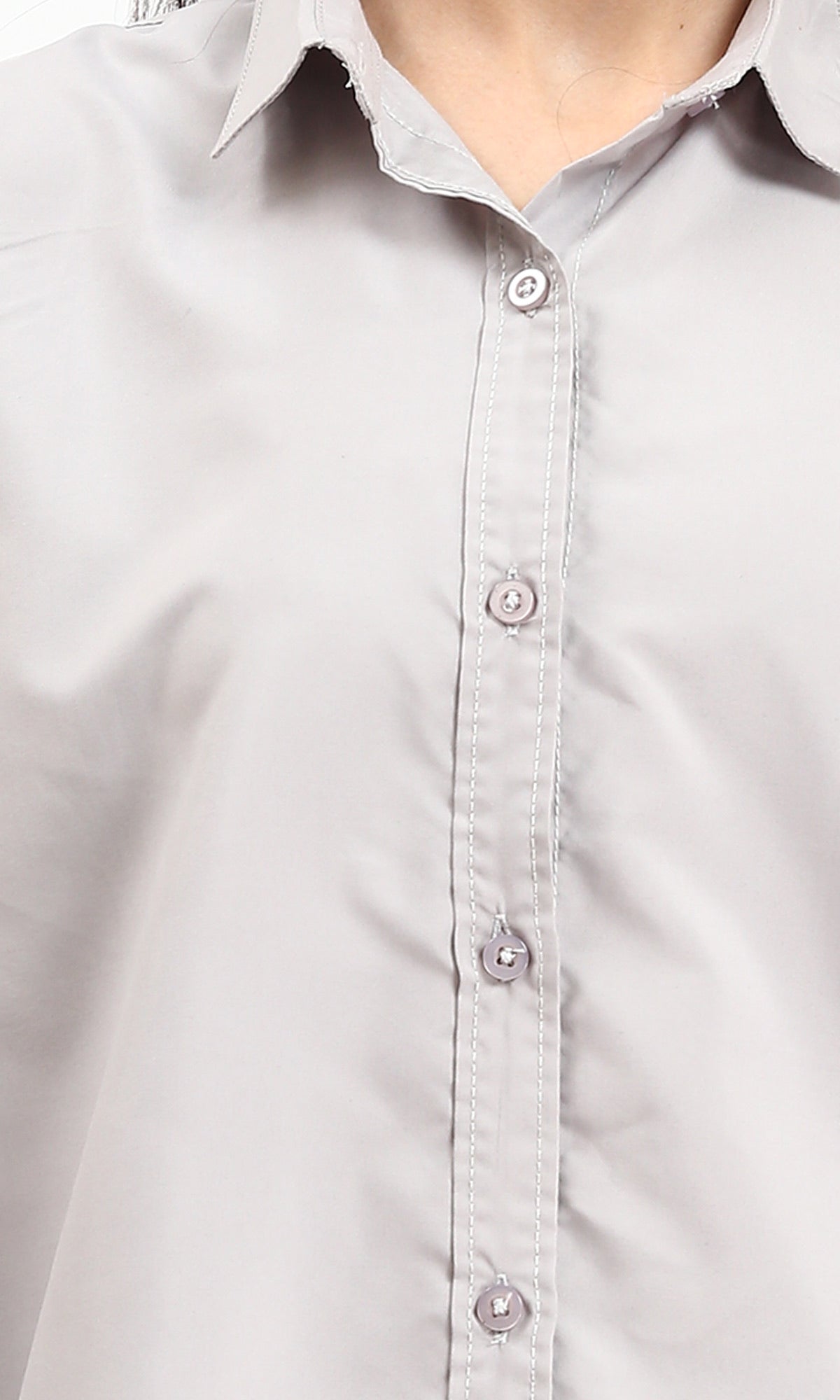R210574 - Solid Buttoned Down Long Sleeves Shirt - Grey