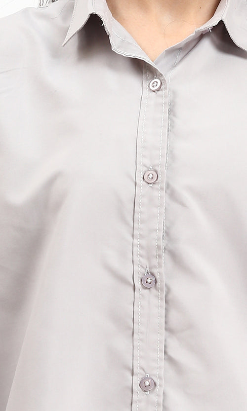 R210574 - Solid Buttoned Down Long Sleeves Shirt - Grey