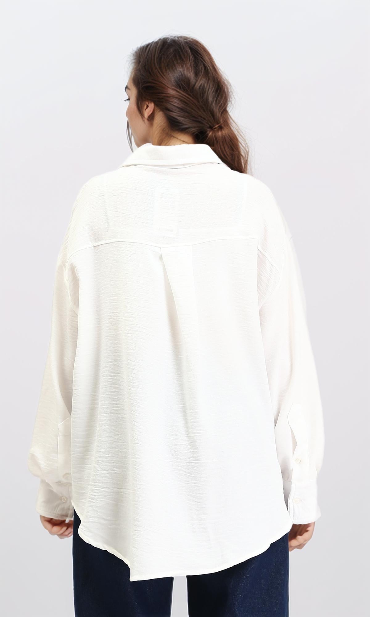 R210607 - Textured Buttoned Long Sleeves Shirt - Off-White