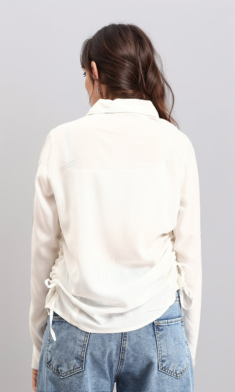 R210608 - Solid Regular Fit Cotton Shirt - Off-White