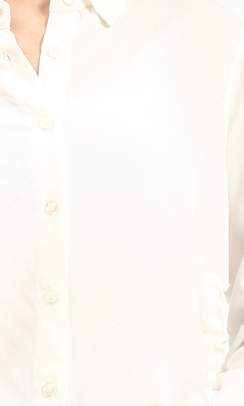R210608 - Solid Regular Fit Cotton Shirt - Off-White
