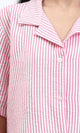 R210611 - Striped Short Sleeves Casual Shirt - Pink & White