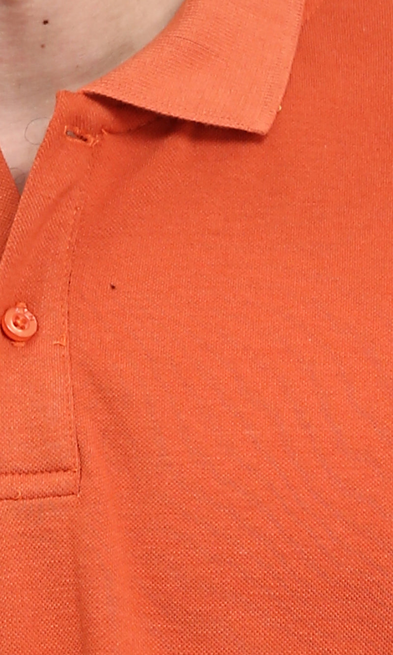 R210626 - Solid Elbow Sleeves Polo Shirt - Orange