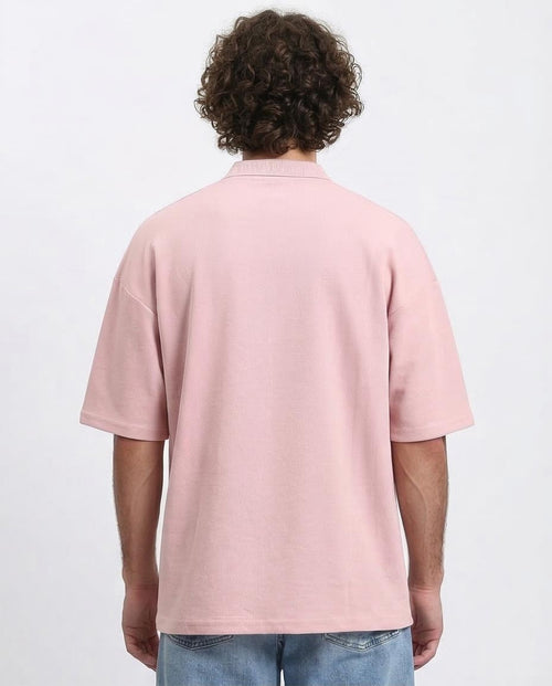 Ravin Men’s Oversized Textured Knit Zip-Polo – Dusty Rose - R210630