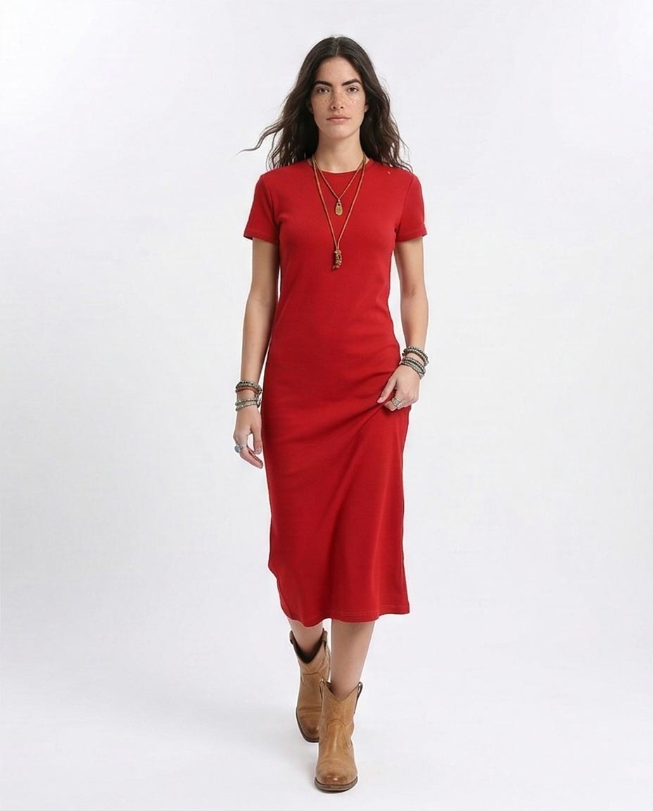 Ravin Women's Straight-Cut Jersey T-Shirt Dress - Red - R210657