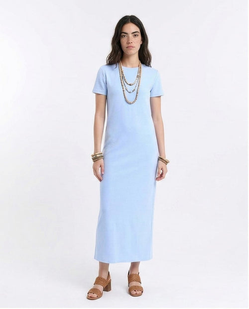 Women's Essential Ribbed Column Maxi Dress - Light Blue
