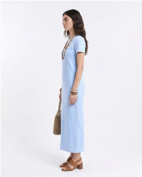 Ravin Women’s Essential Ribbed Column Maxi Dress – Light Blue - R210658