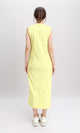 R210664 - Sleeveless Cotton Casual Midi Dress - Yellow