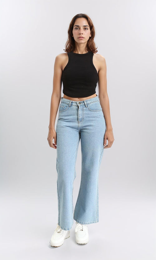 R210671 - Round Neck Solid Racer Top - Black