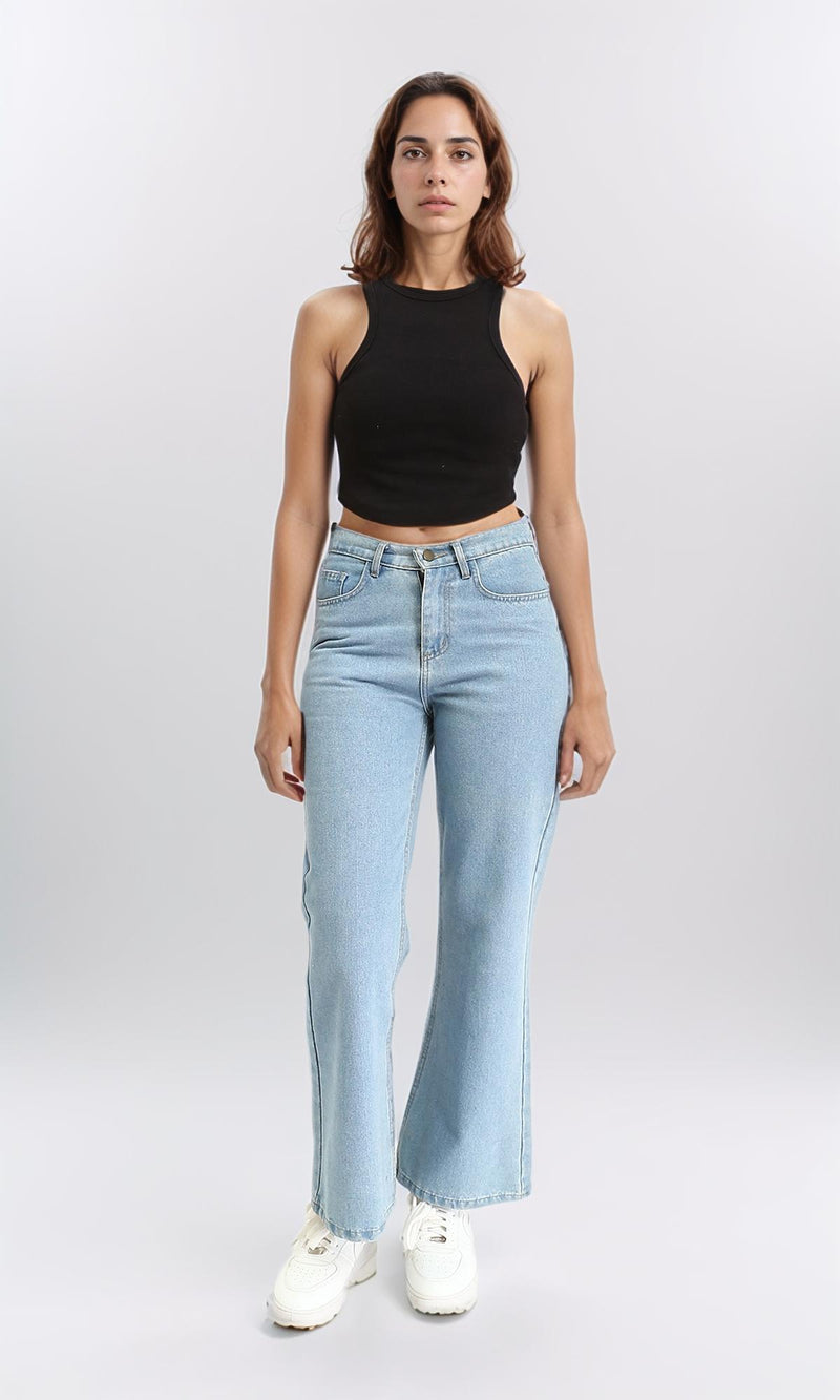 R210671 - Round Neck Solid Racer Top - Black