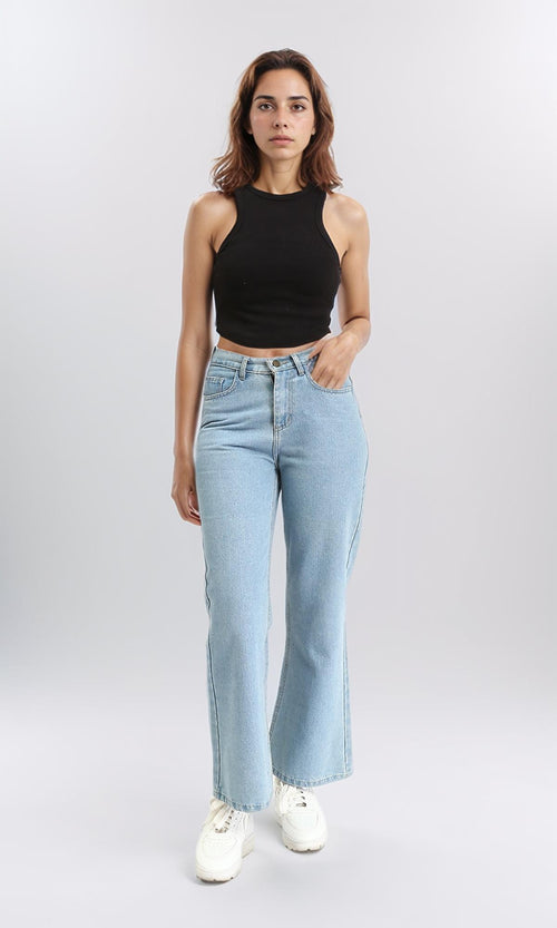 R210671 - Round Neck Solid Racer Top - Black
