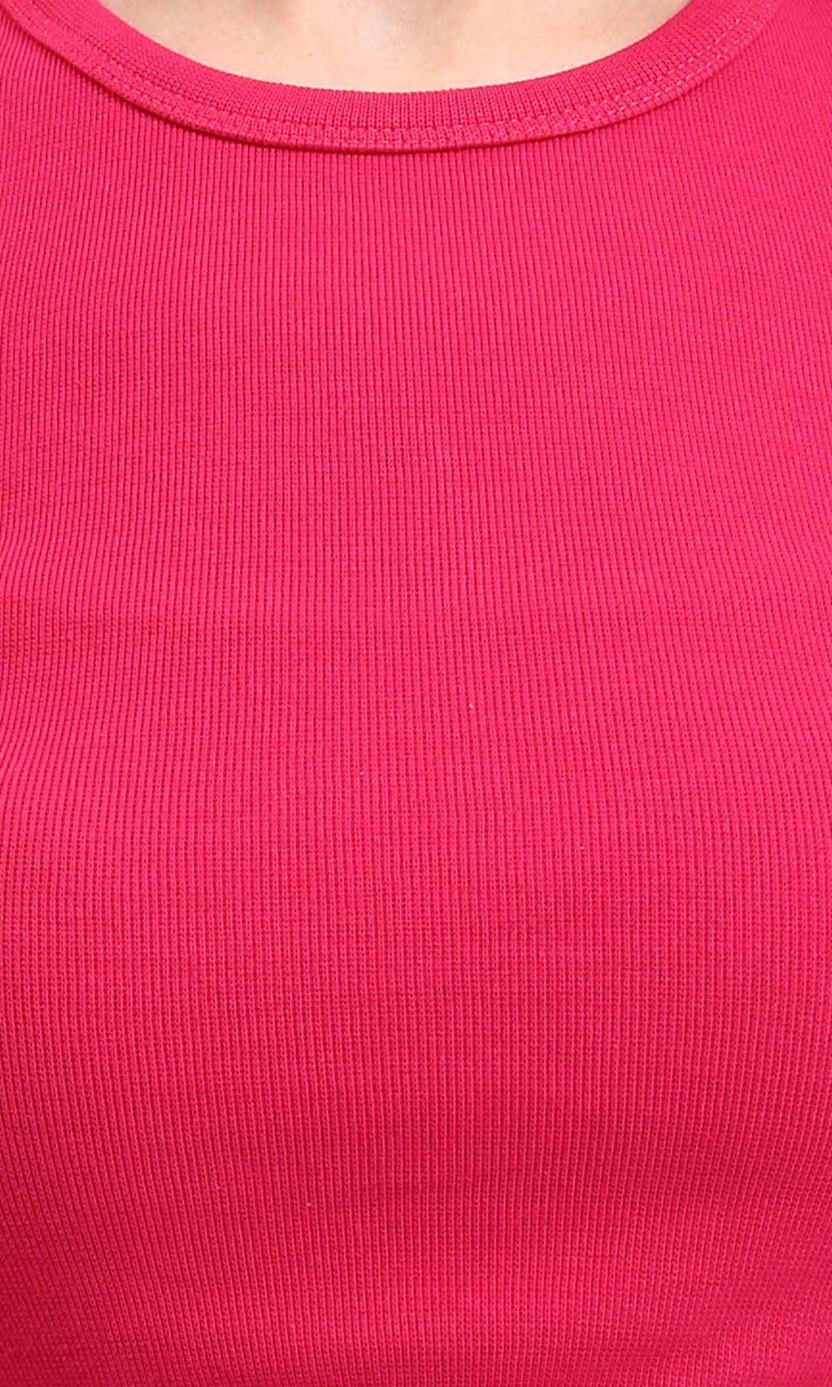 R210674 - Round Neck Sleeveless Cotton Tank Top - Fuchsia