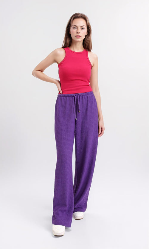 R210674 - Round Neck Sleeveless Cotton Tank Top - Fuchsia