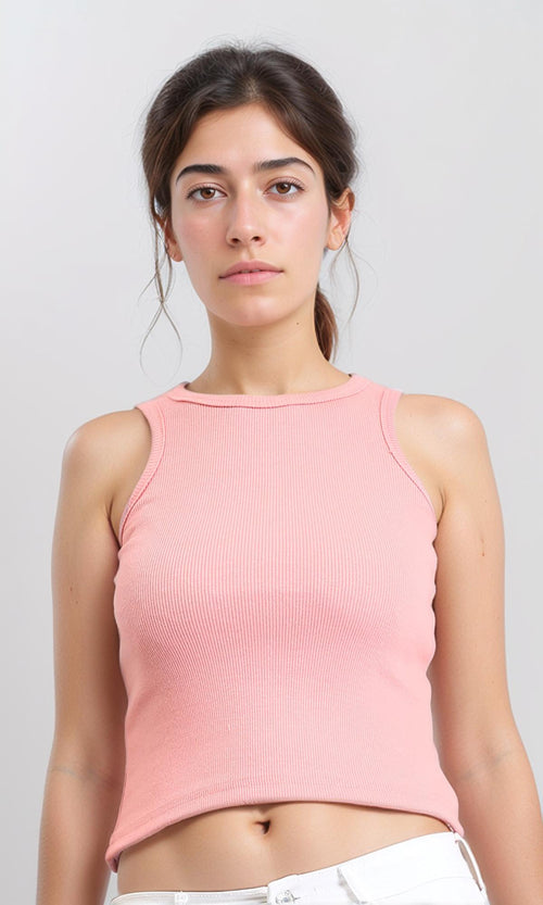 R210675 - Slip On Ribbed Tank Top - Pink