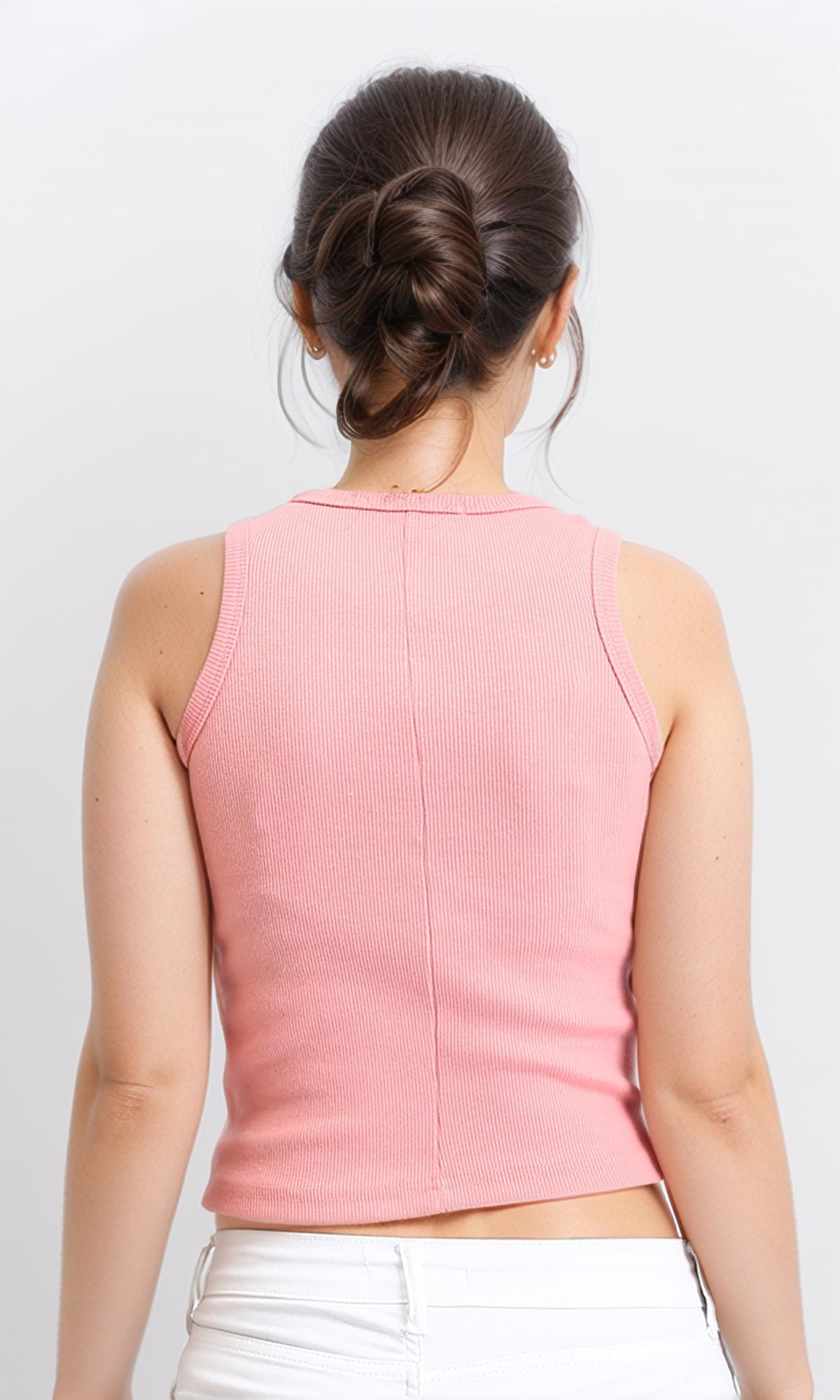 R210675 - Slip On Ribbed Tank Top - Pink